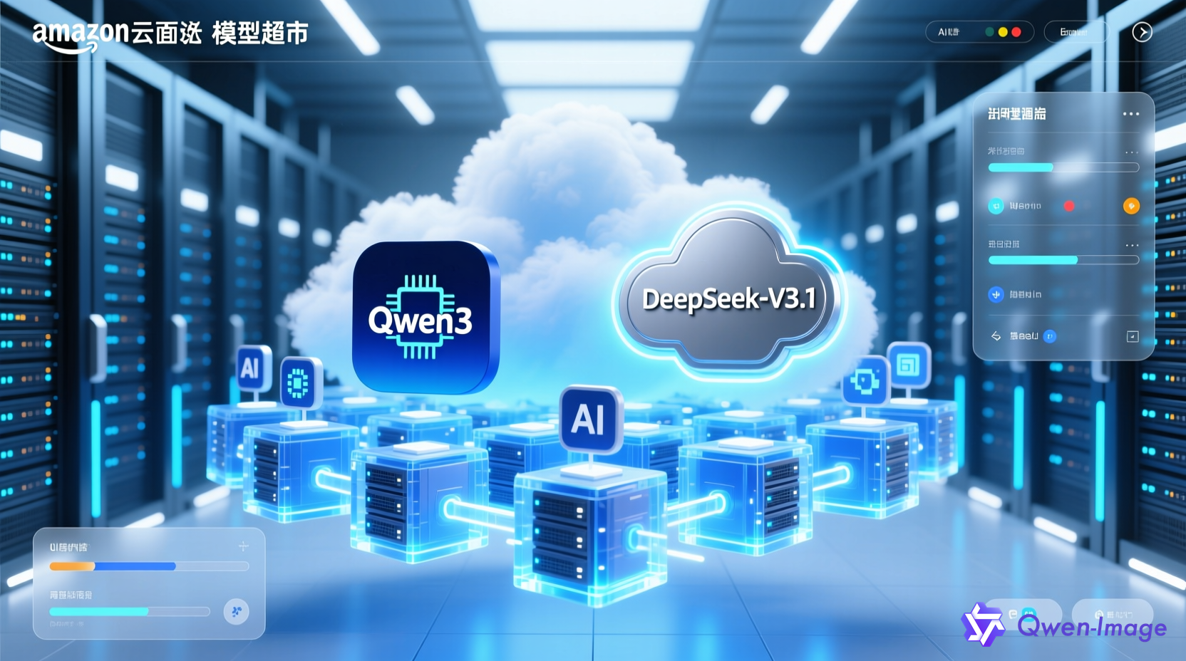 亚马逊云科技模型超市界面展示Qwen3和DeepSeek-V3.1模型