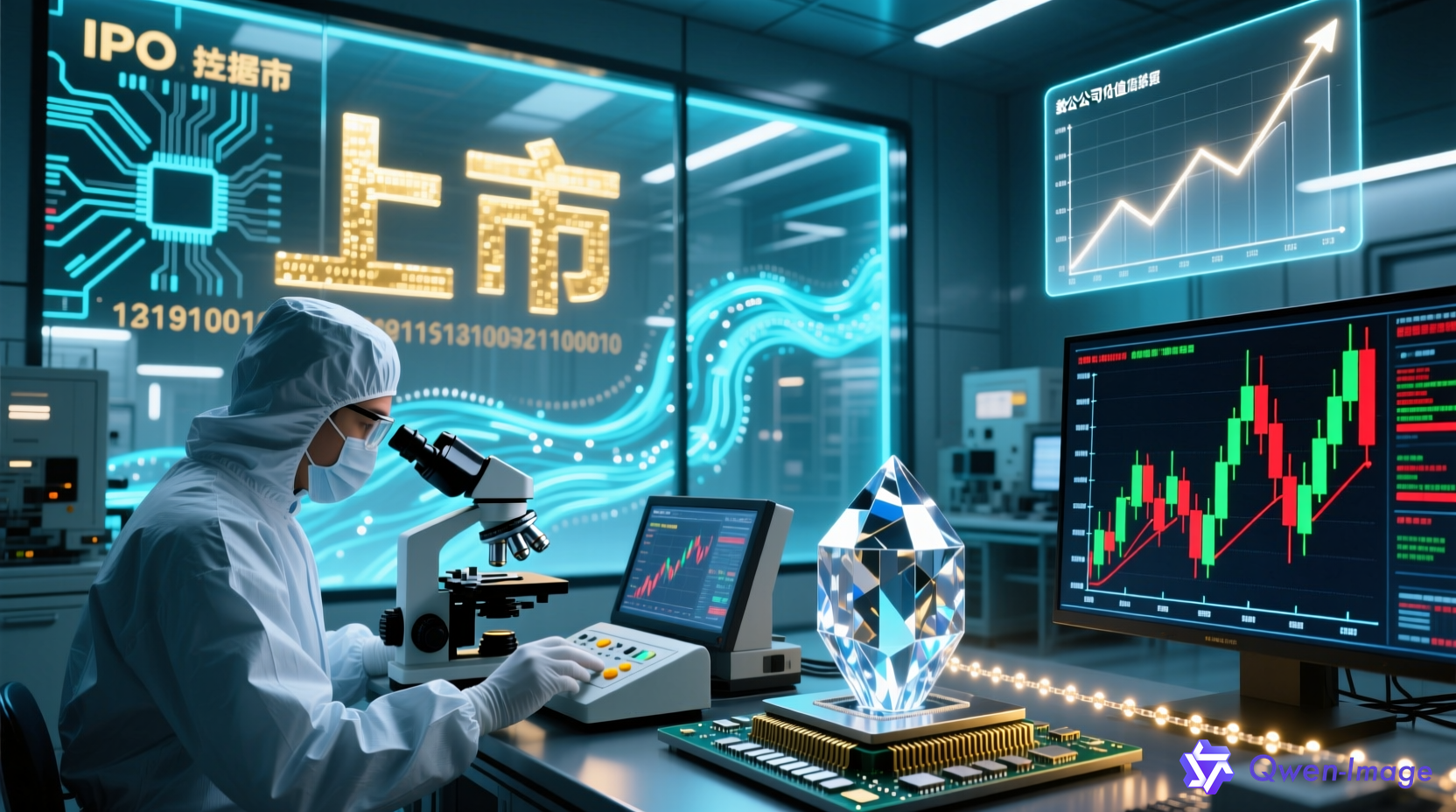 高科技电子元件工厂与IPO金融元素交汇场景