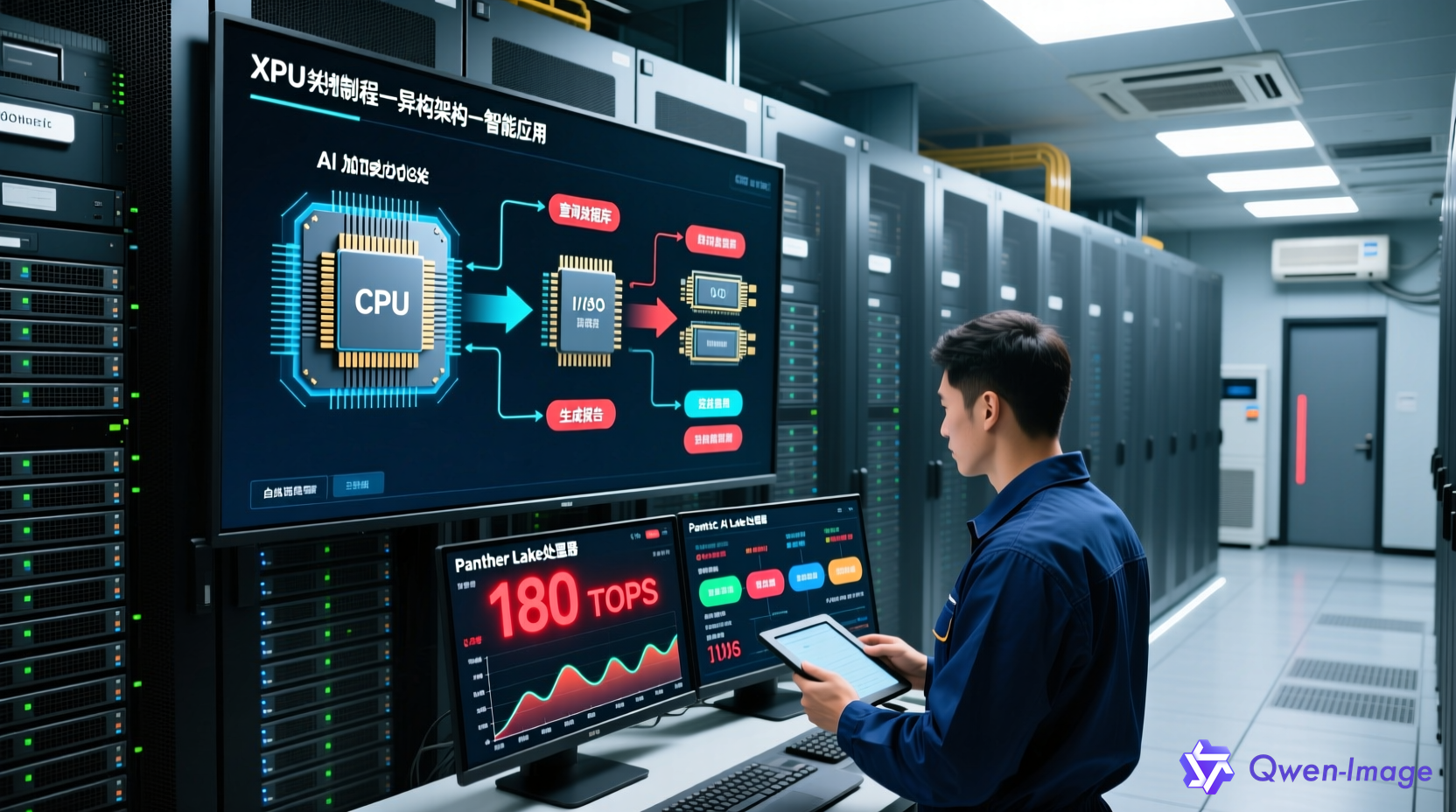 英特尔18A制程芯片与AI PC应用场景示意图