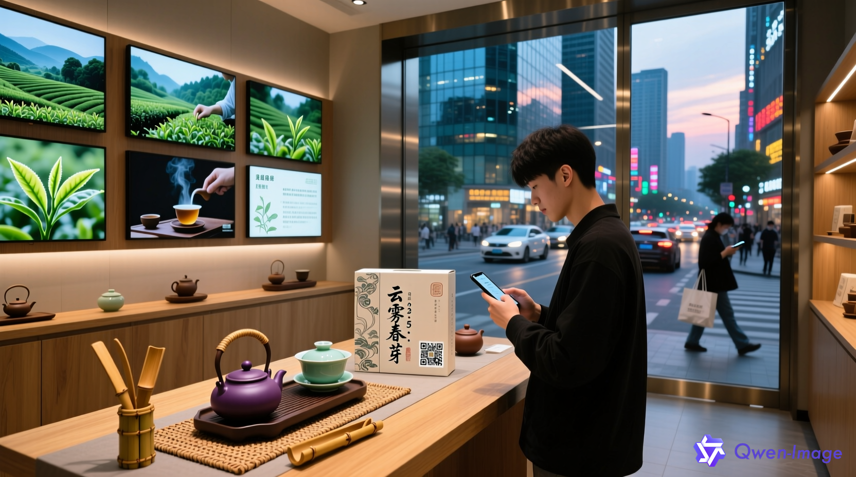 传统与现代融合的茶叶店场景