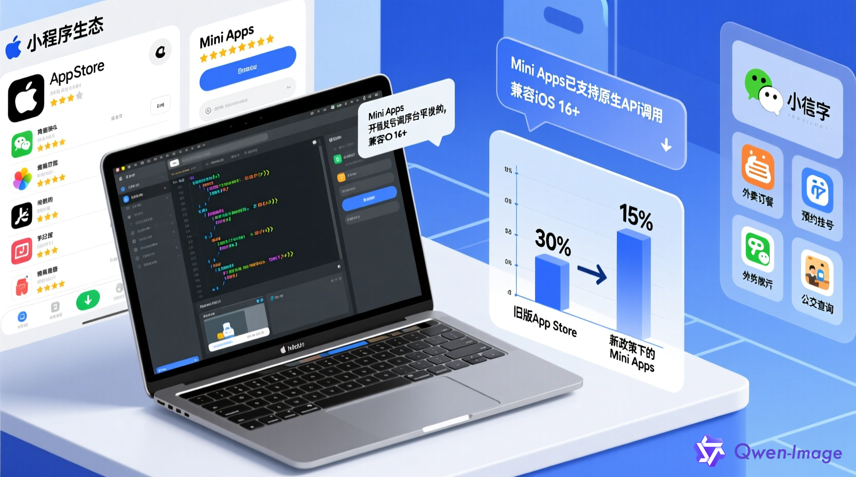 苹果iOS小程序生态与抽成比例图表