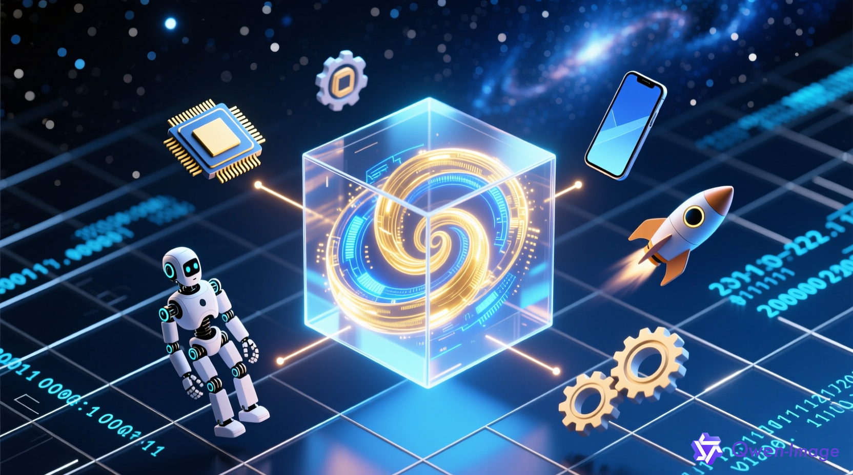 每日AI创业快讯封面图 - 科技感立方体与数据流