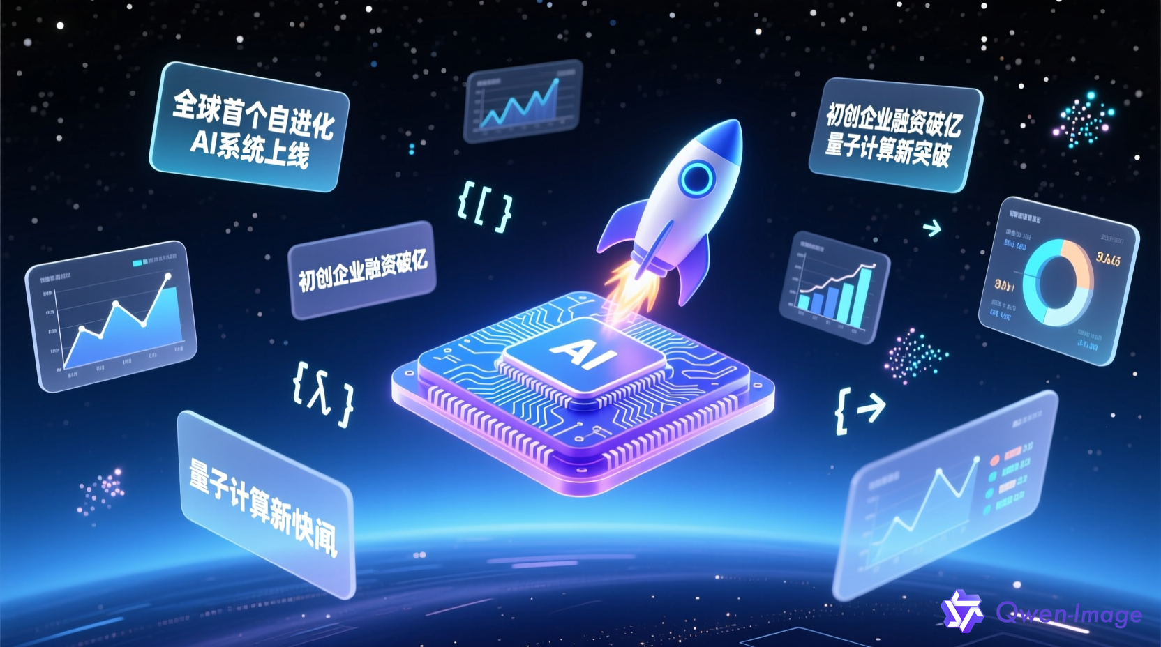 每日AI创业快讯封面图 - 科技感AI芯片与创业火箭图标