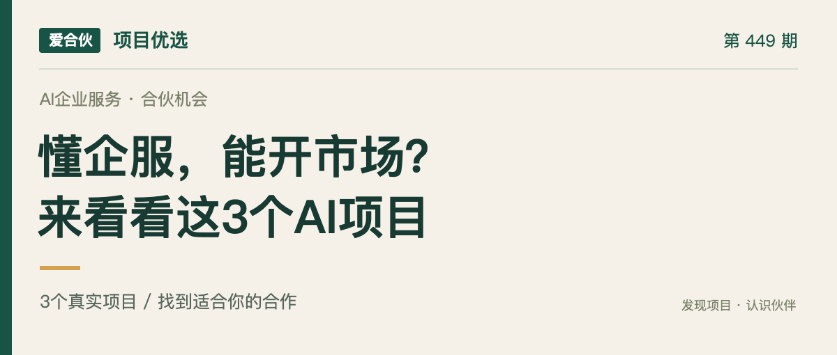 爱合伙项目优选第449期